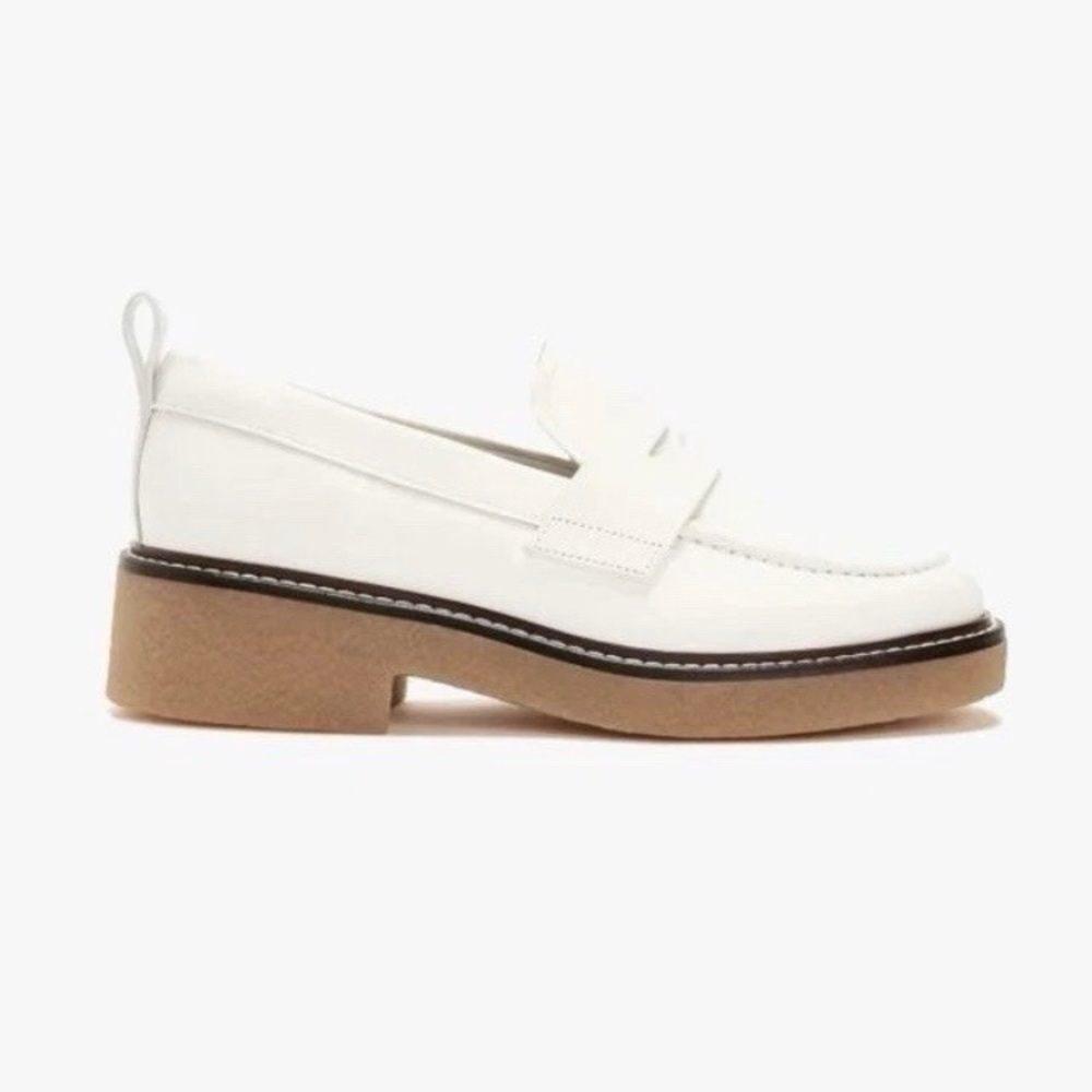 $160 Everlane The Gum Sole White Leather Platform Penny Loafer Size 9.5